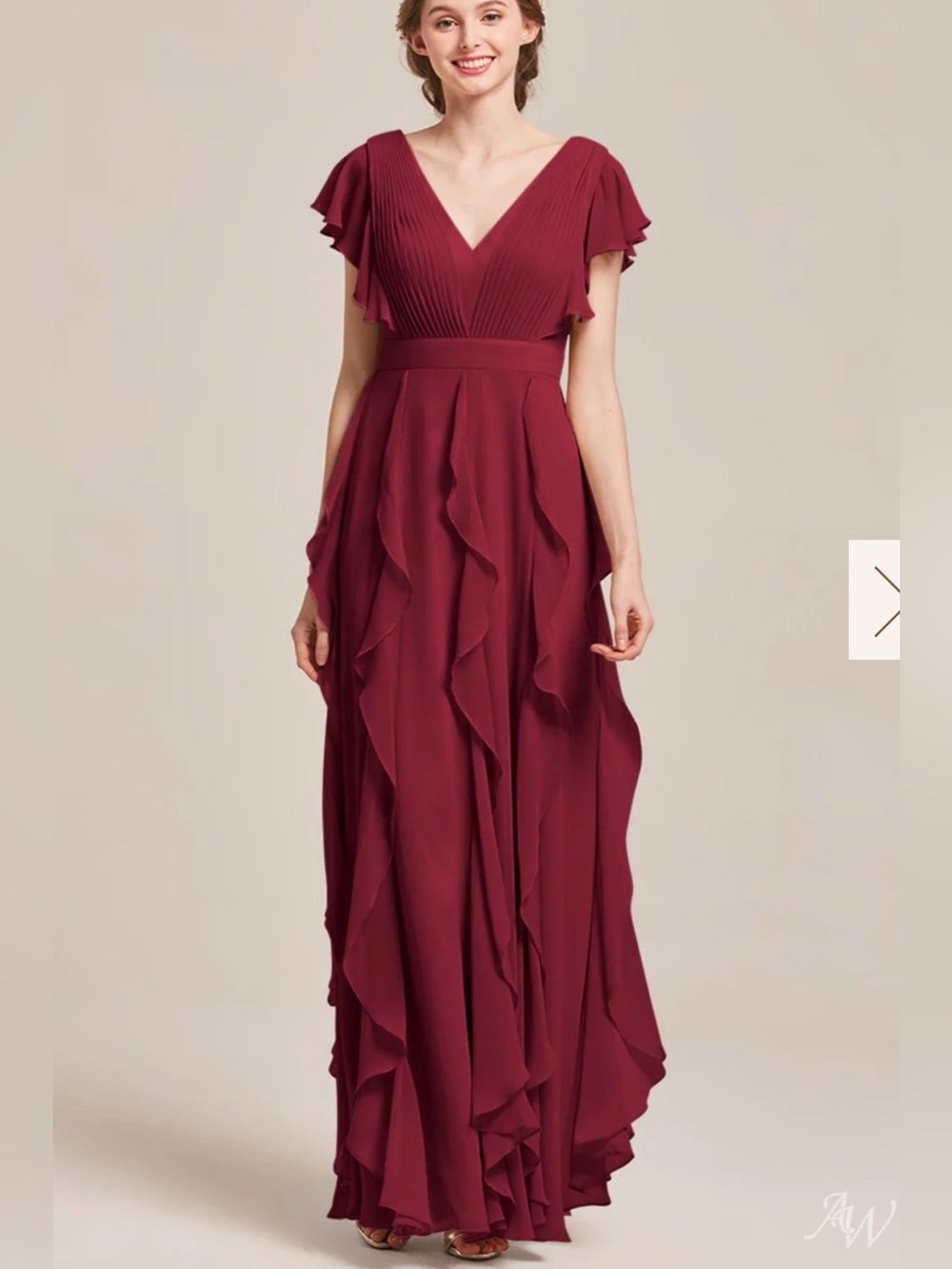 Vinnie Red Ruffled V-Neck Women’s Dress